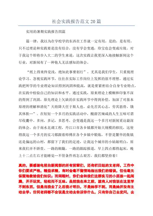 社会实践报告范文20篇
