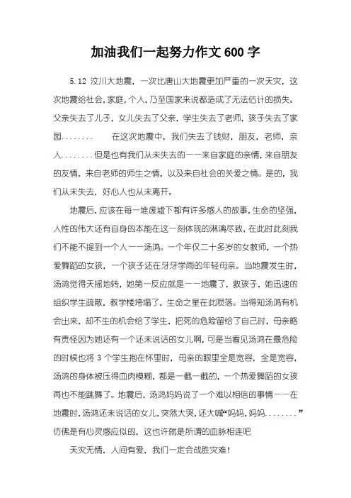 加油我们一起努力作文600字