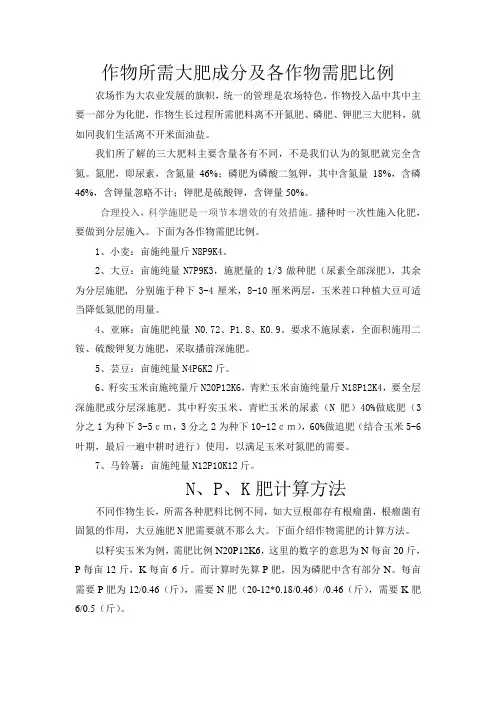 N、P、K肥计算方法