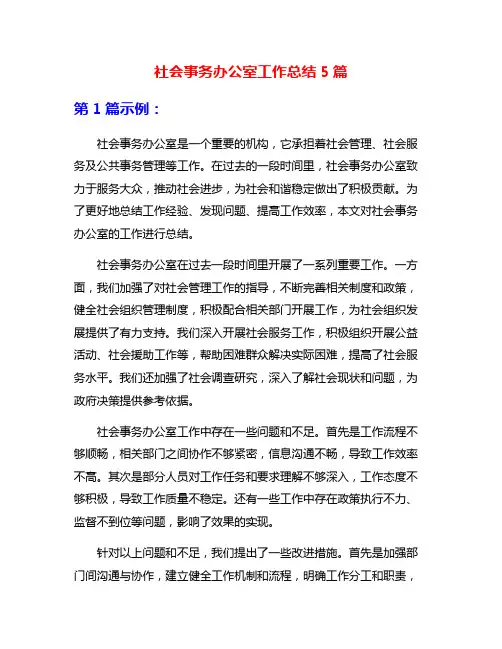 社会事务办公室工作总结5篇