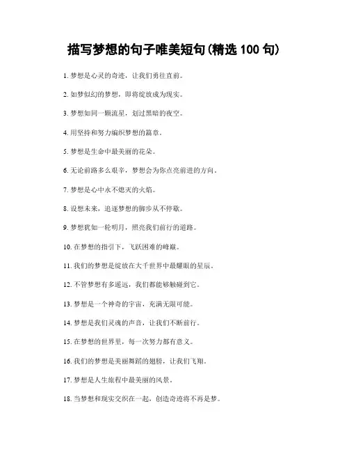 描写梦想的句子唯美短句(精选100句)