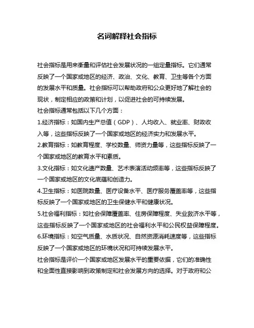 名词解释社会指标