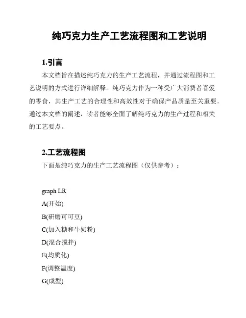 纯巧克力生产工艺流程图和工艺说明