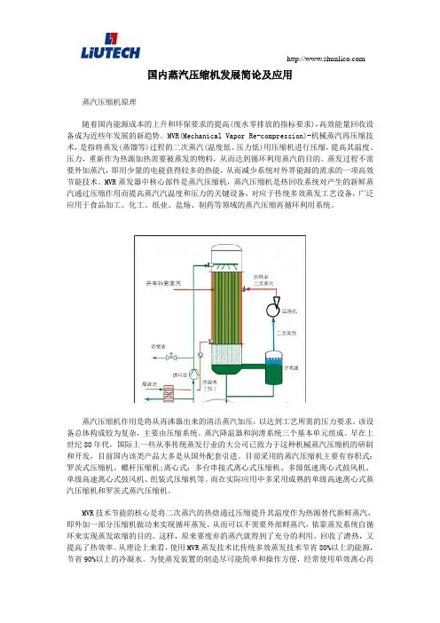 国内蒸汽压缩机发展简论及应用