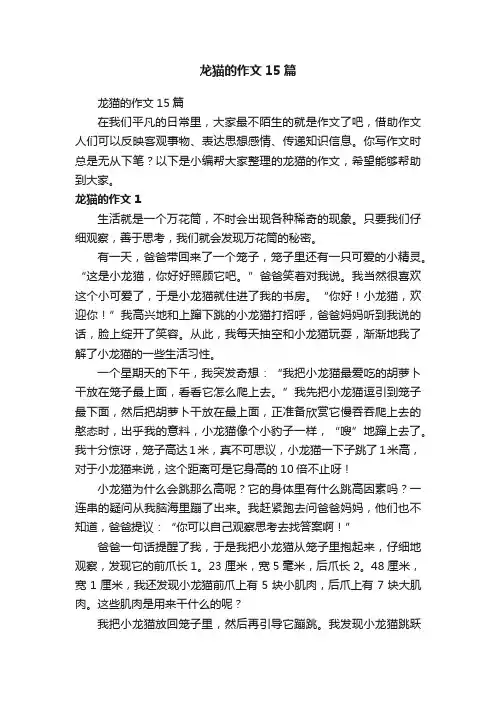 龙猫的作文15篇
