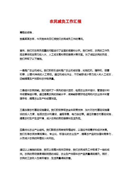 农民减负工作汇报