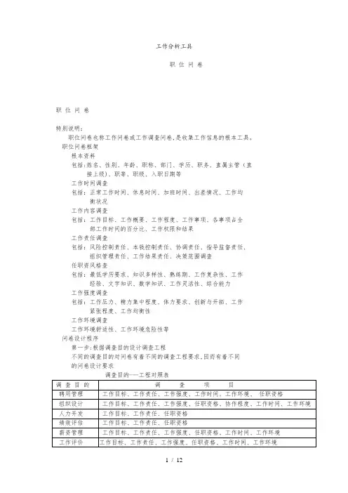工作分析的必备工具