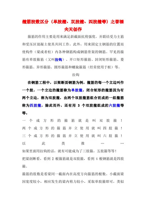 箍筋肢数区分(单肢箍、双肢箍、四肢箍等)-肢箍的区分