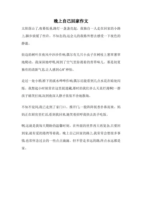 晚上自己回家作文