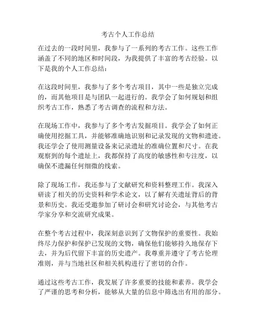 考古个人工作总结