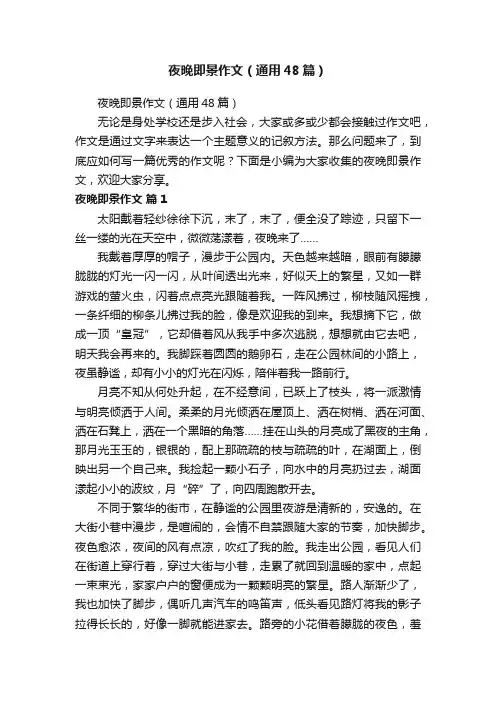 夜晚即景作文（通用48篇）
