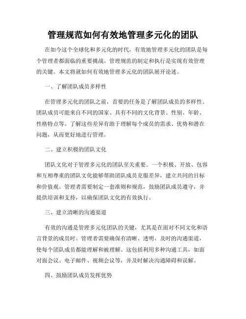 管理规范如何有效地管理多元化的团队