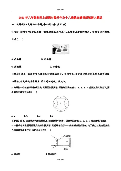 2021年八年级物理上册课时提升作业十八透镜含解析新版新人教版