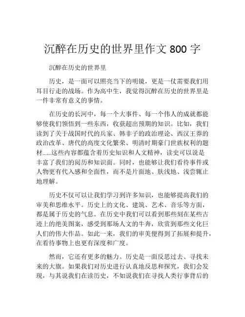 沉醉在历史的世界里作文800字
