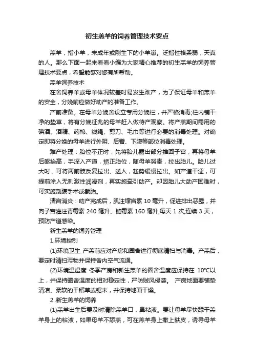 初生羔羊的饲养管理技术要点