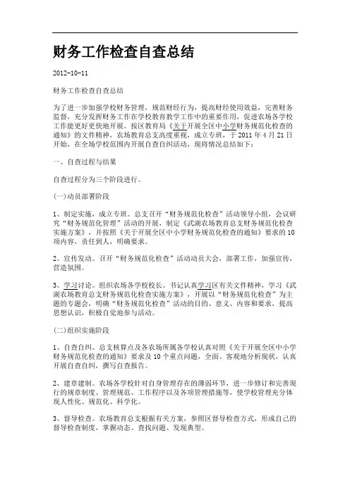 财务工作检查自查总结9
