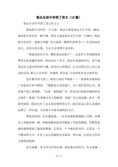 我从生活中学到了语文(10篇)