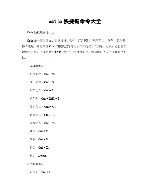 catia快捷键命令大全