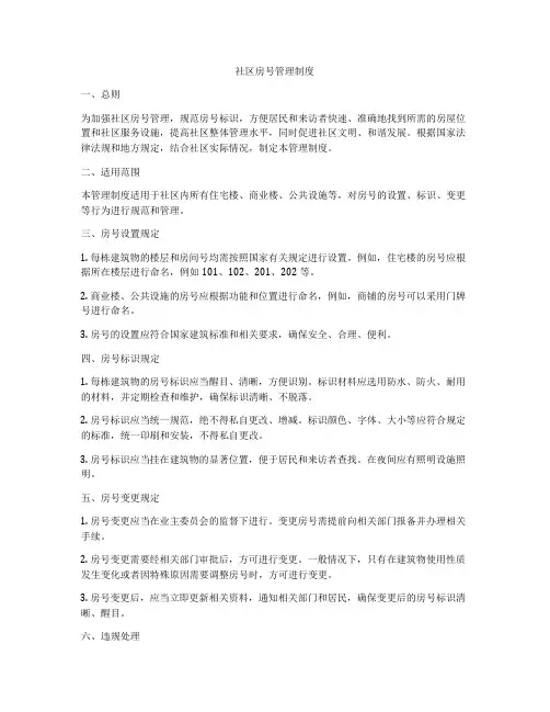 社区房号管理制度