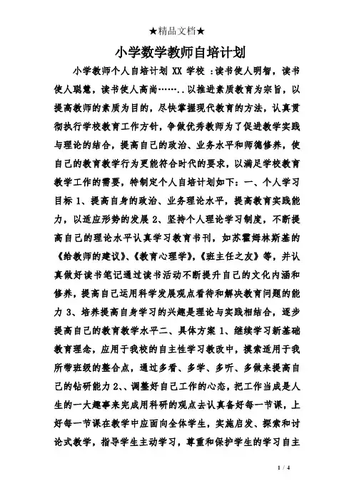 小学数学教师自培计划