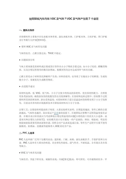 如何降低汽车内饰VOC及气味？VOC及气味产生的7个途径