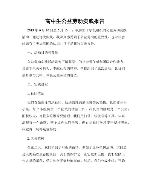 高中生公益劳动实践报告