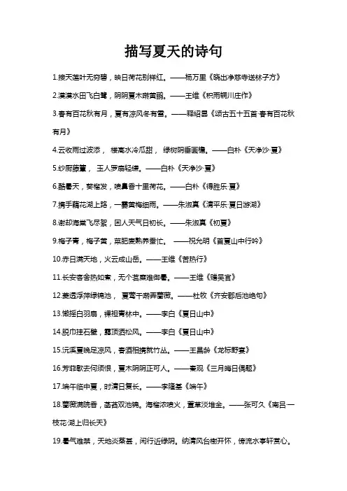 描写夏天的诗句100句