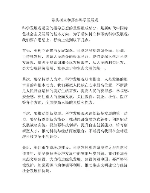 带头树立和落实科学发展观