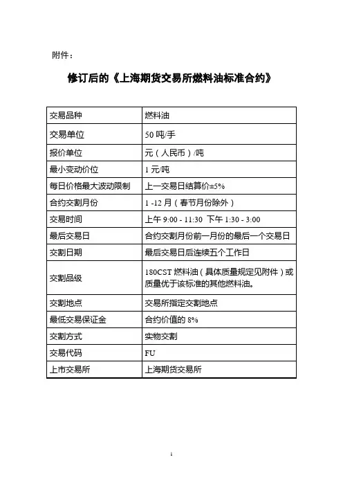 修订后的《上海期货交易所燃料油标准合约》.doc
