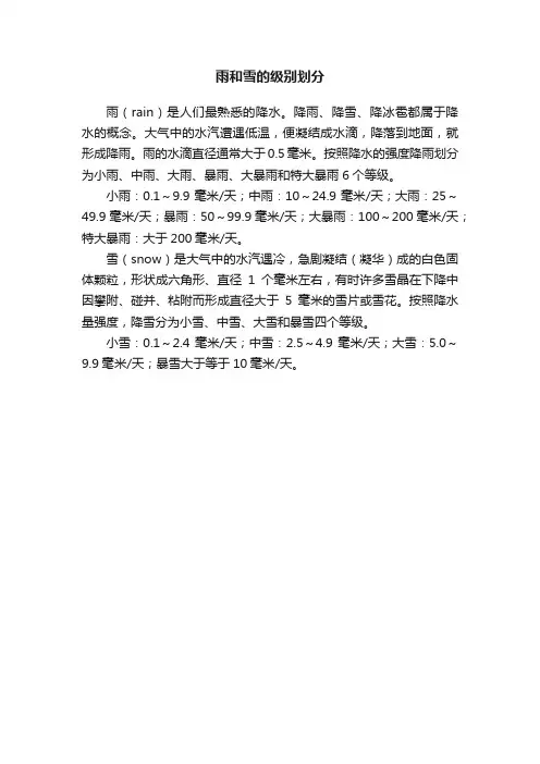 雨和雪的级别划分