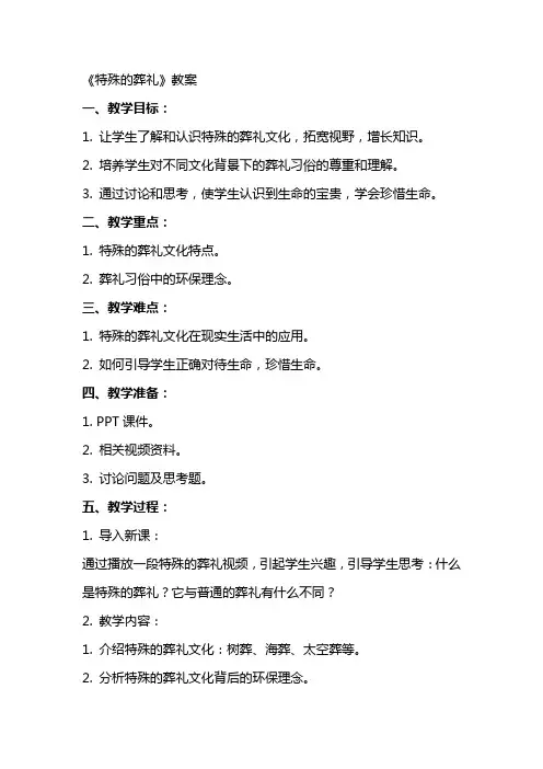 《特殊的葬礼》教案