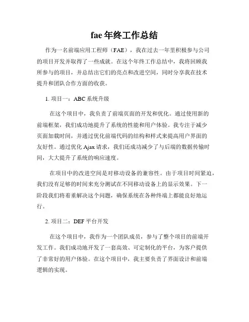 fae年终工作总结