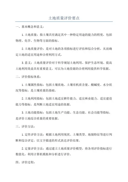 土地质量评价要点