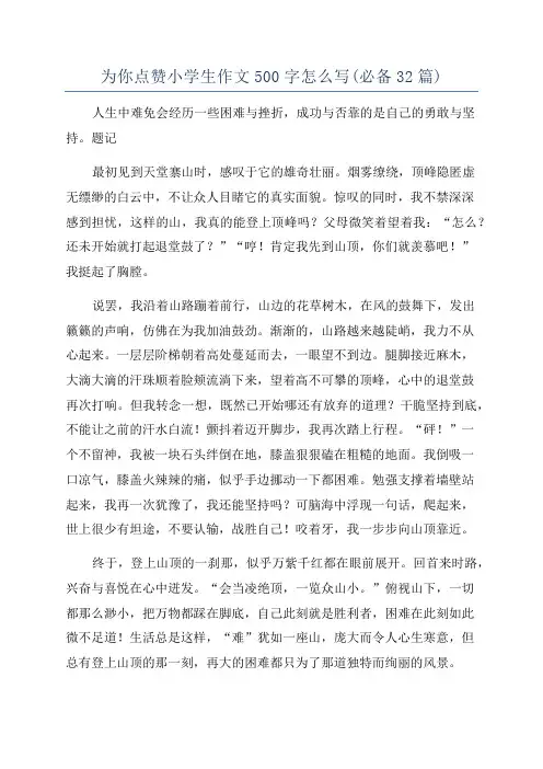 为你点赞小学生作文500字怎么写(必备32篇)
