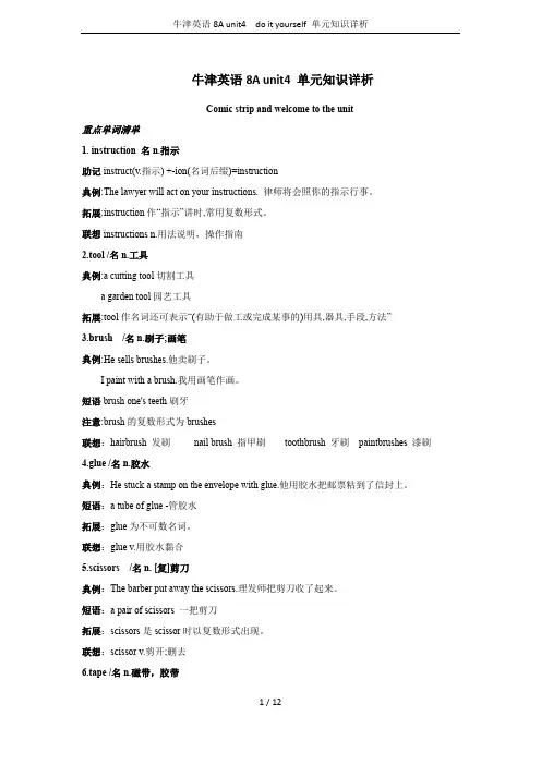 牛津英语8A unit4  do it yourself 单元知识详析