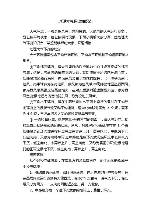 地理大气环流知识点