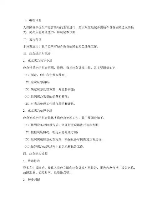 硬件_设备故障应急预案