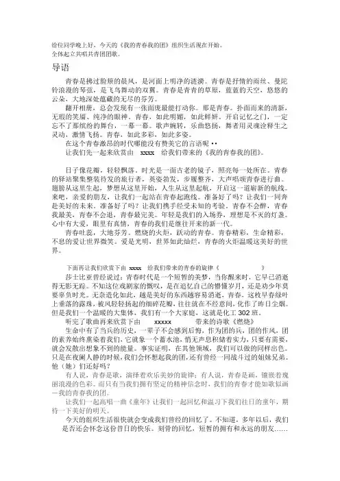 我的青春我的团组织生活