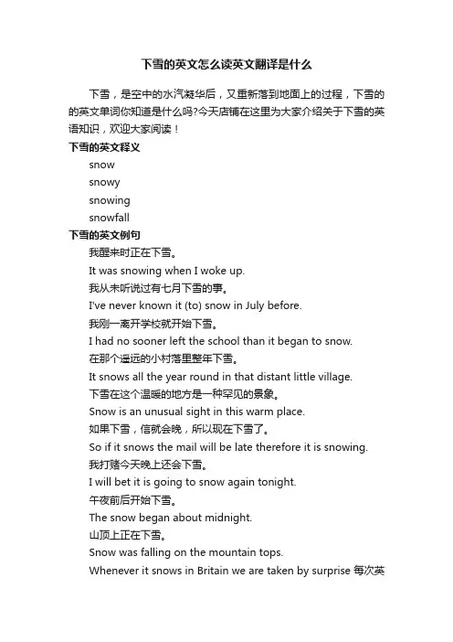 下雪的英文怎么读英文翻译是什么