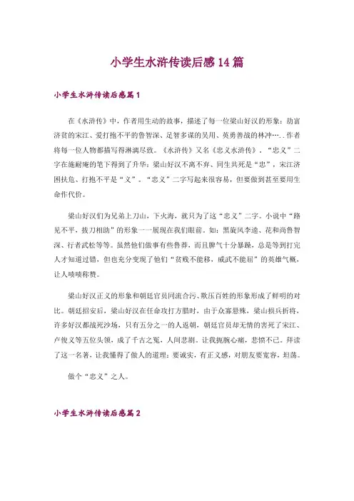 小学生水浒传读后感14篇
