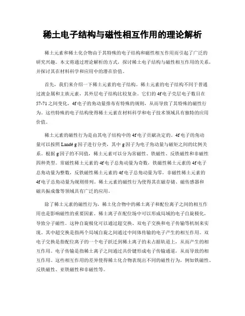 稀土电子结构与磁性相互作用的理论解析