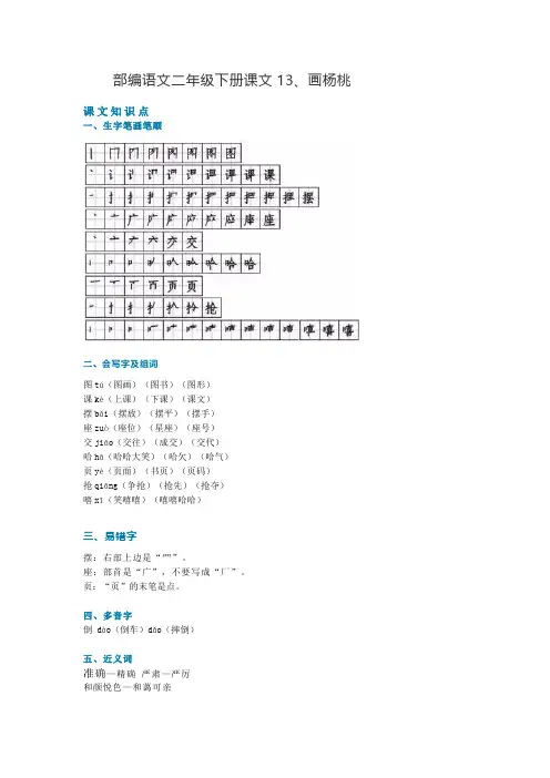 二年级下册语文素材-13、画杨桃( 知识讲解 图文讲解) 人教(部编版)