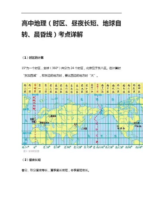 [全]高中地理(时区、昼夜长短、地球自转、晨昏线)考点详解