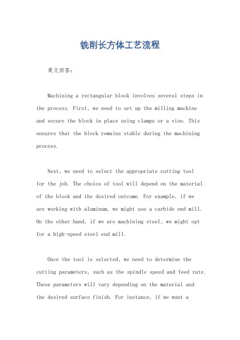 铣削长方体工艺流程