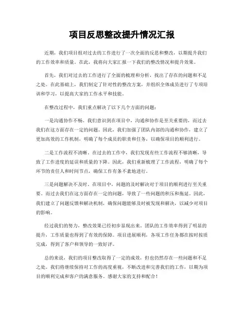 项目反思整改提升情况汇报