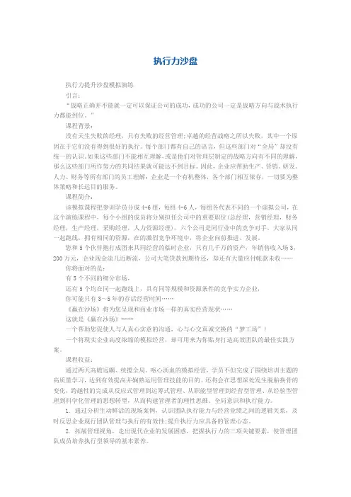 执行力沙盘杨闯世