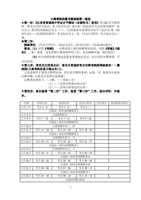 小高考科目复习规划指导政治(1)