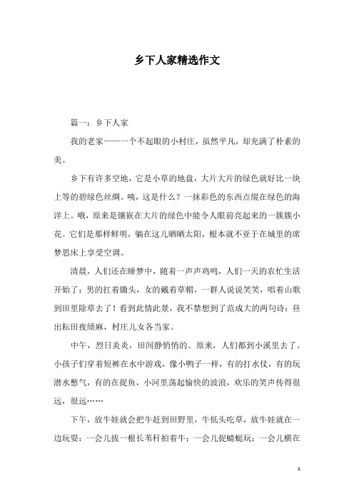 乡下人家精选作文_1