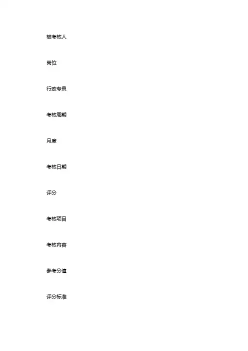 行政专员绩效考核表