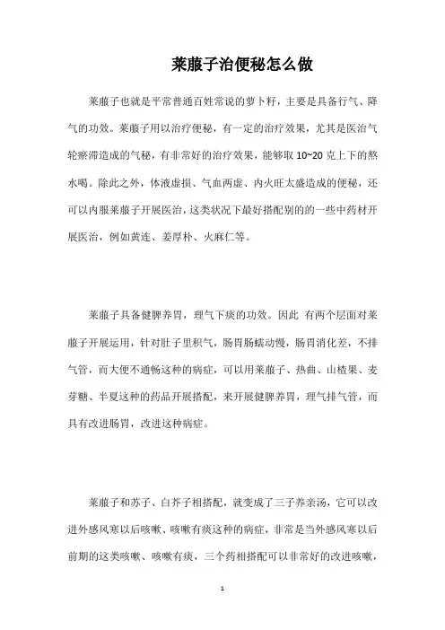 莱菔子治便秘怎么做